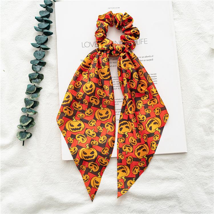 Wholesale of Autumn and Winter Halloween Ribbon Women's Fabric Hair Scrunchies
